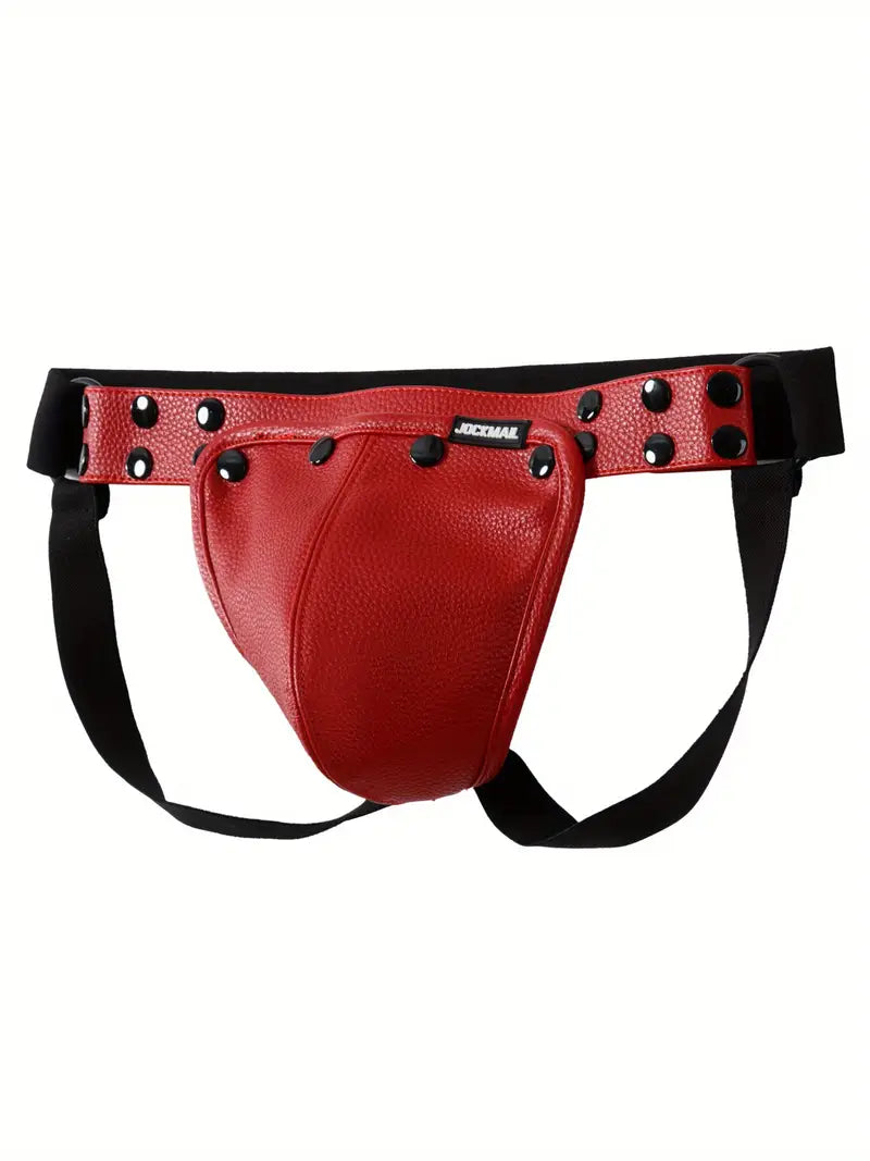 Jockstrapy ze sztucznej skóry w stylu BDSM z odpinaną kieszenią penisa, 7 kolorów, Jeden rozmiar