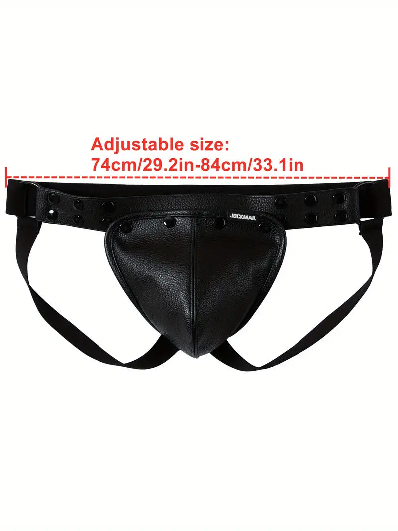 Jockstrapy ze sztucznej skóry w stylu BDSM z odpinaną kieszenią penisa, 7 kolorów, Jeden rozmiar
