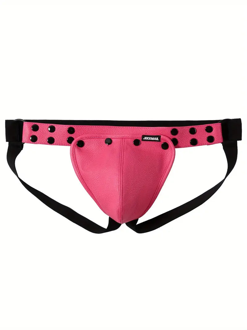 Jockstrapy ze sztucznej skóry w stylu BDSM z odpinaną kieszenią penisa, 7 kolorów, Jeden rozmiar