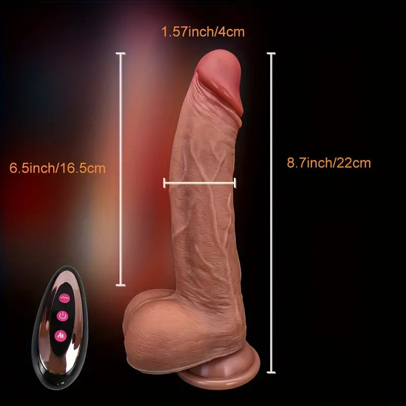 Dildo wibrator z 10 trybami posuwu, 10 trybami drgań i podgrzewaniem, z przyssawką