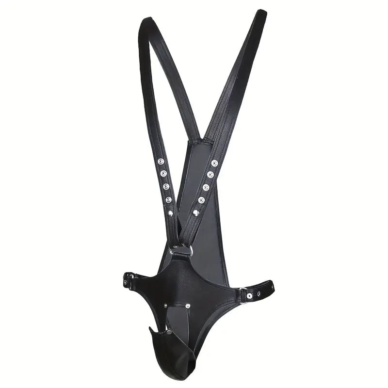Męskie body uprząż BDSM z odpinanym krokiem