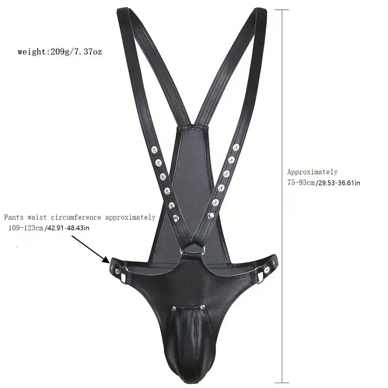 Męskie body uprząż BDSM z odpinanym krokiem
