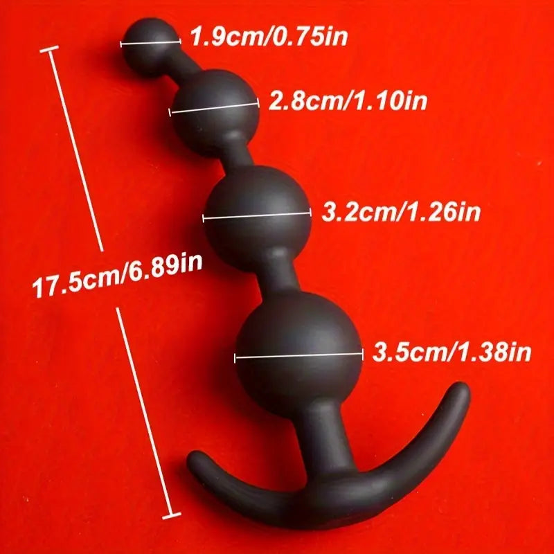 Silikonowe 4 kulki analne o różnej średnicy 1.9-3.5cm, długość 17.5cm