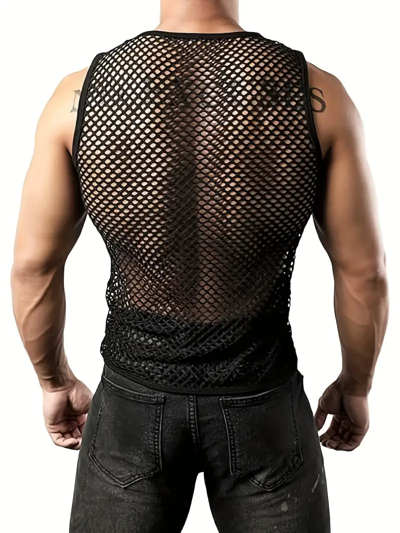 Bezrękawnik z prześwitującej siatki, 2 kolory, S-XXL