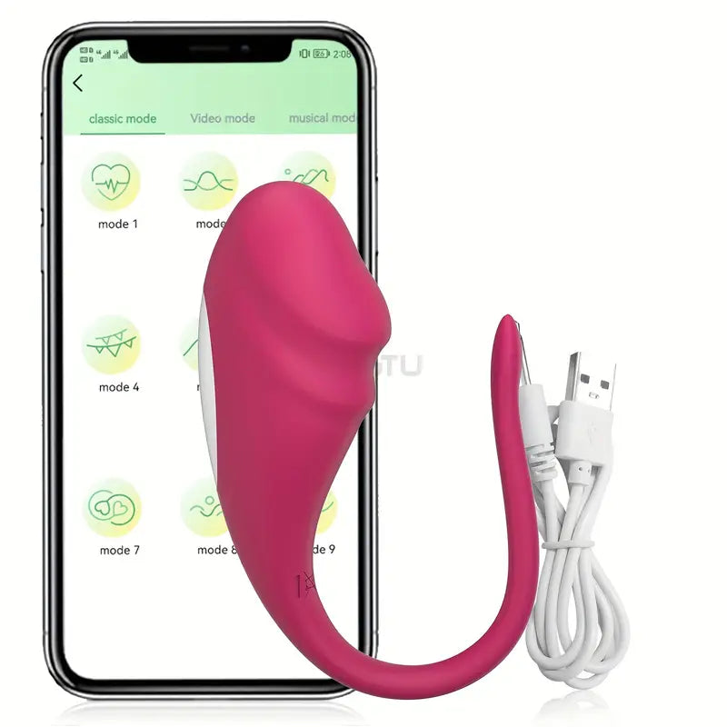 Zdalnie sterowane wibrujące Jajko sterowane przez aplikację, kształt penisa, 9 wibracji <9,3cm>