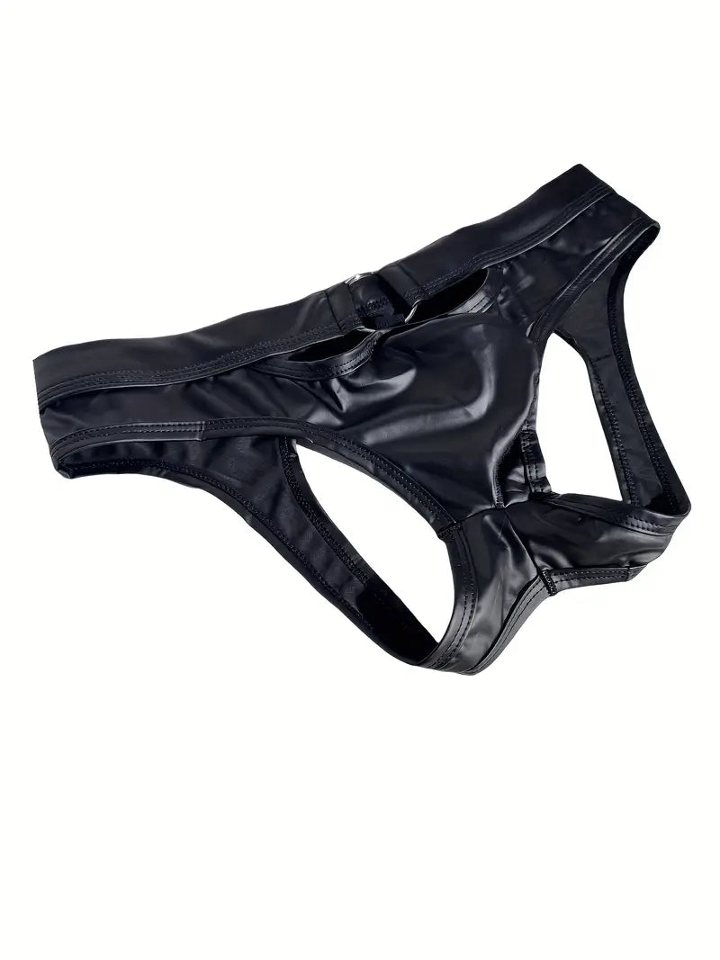 Jockstrapy z wycięciem i metalowym pierścieniem, a`la skóra, rozmiary M-XXL