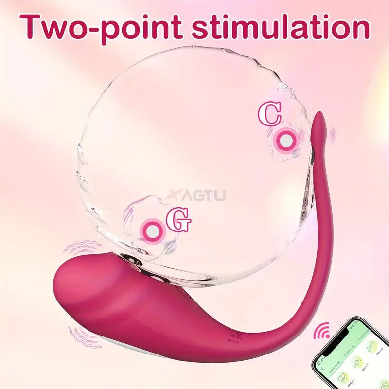 Zdalnie sterowane wibrujące Jajko sterowane przez aplikację, kształt penisa, 9 wibracji <9,3cm>