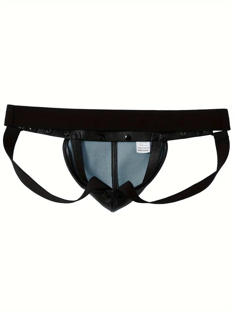 Jockstrapy ze sztucznej skóry w stylu BDSM z odpinaną kieszenią penisa, 7 kolorów, Jeden rozmiar