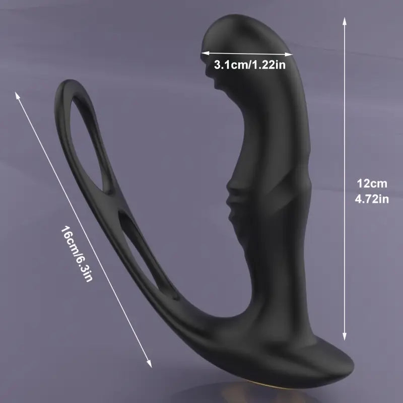 Masażer prostaty na pilota, 10 trybów wibracji, z ringiem na penisa i jądra