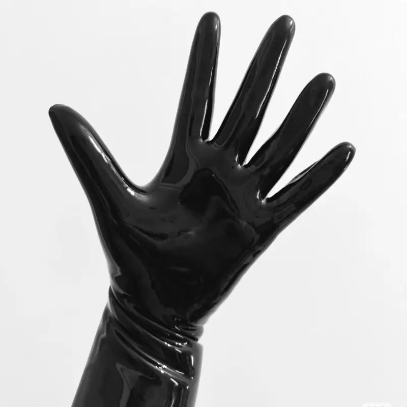 Para czarnych lateksowych rękawic, długość 34 cm, rozmiary S-XL