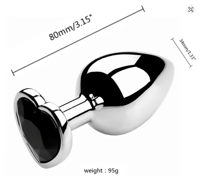 Metalowy korek analny z serduszkiem 2 kolory 3 rozmiary