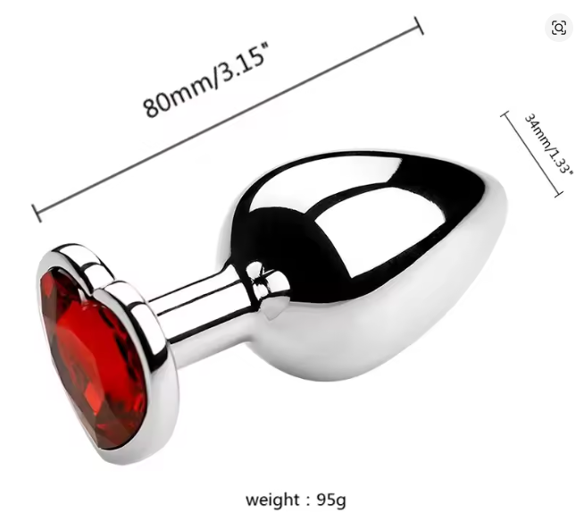 Metalowy korek analny z serduszkiem 2 kolory 3 rozmiary