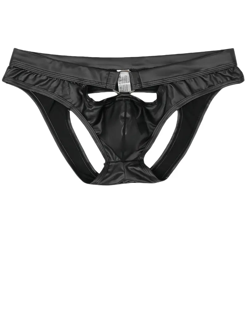 Jockstrapy z wycięciem i metalowym pierścieniem, a`la skóra, rozmiary M-XXL