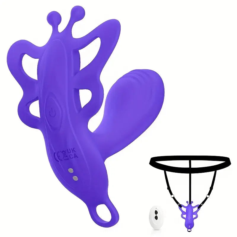 Motylek ze stringami, masażer łechtaczki i wibrator, 4 kolory
