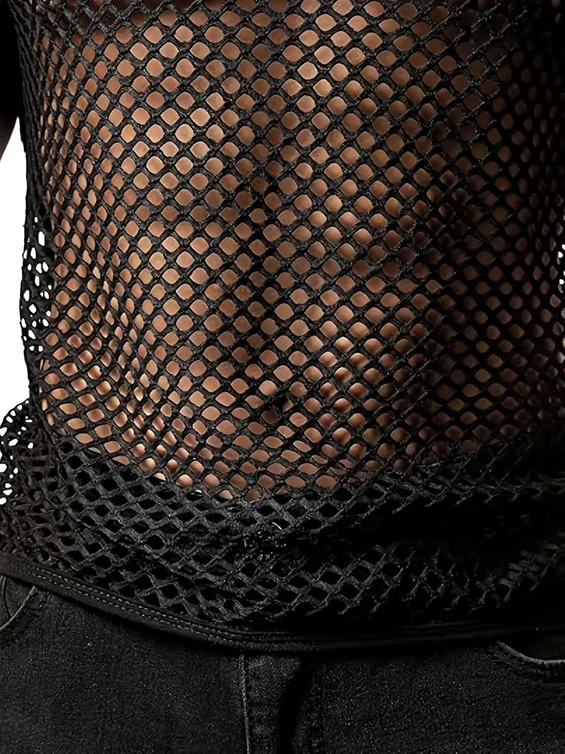 Bezrękawnik z prześwitującej siatki, 2 kolory, S-XXL