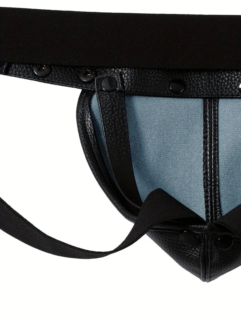 Jockstrapy ze sztucznej skóry w stylu BDSM z odpinaną kieszenią penisa, 7 kolorów, Jeden rozmiar