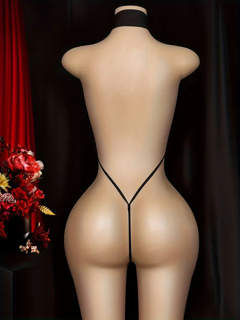 Czarne seksowne body z dekoltem halterkowym