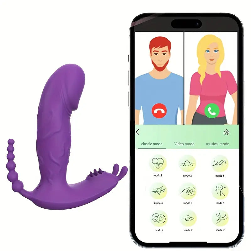 Motylek wibrator do noszenia w majtkach, sterowany aplikacją, stymulacja łechtaczki i punktu G, 2 kolory <10cm>