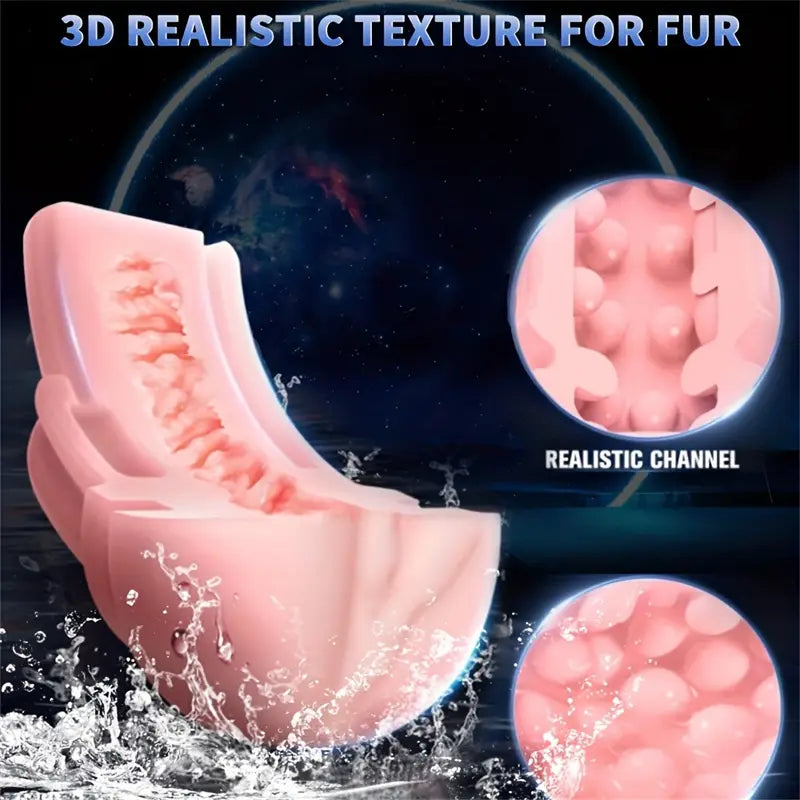 Ręczny masturbator z przyzssawką, tekstura pochwy 3D