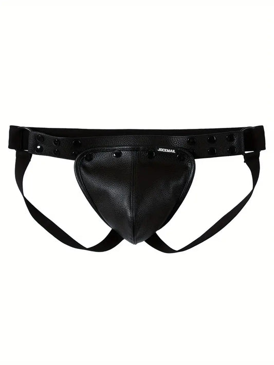 Jockstrapy ze sztucznej skóry w stylu BDSM z odpinaną kieszenią penisa, 7 kolorów, Jeden rozmiar