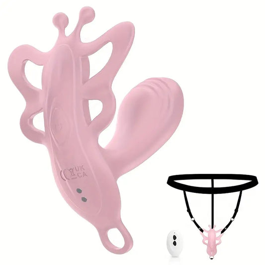 Motylek ze stringami, masażer łechtaczki i wibrator, 4 kolory