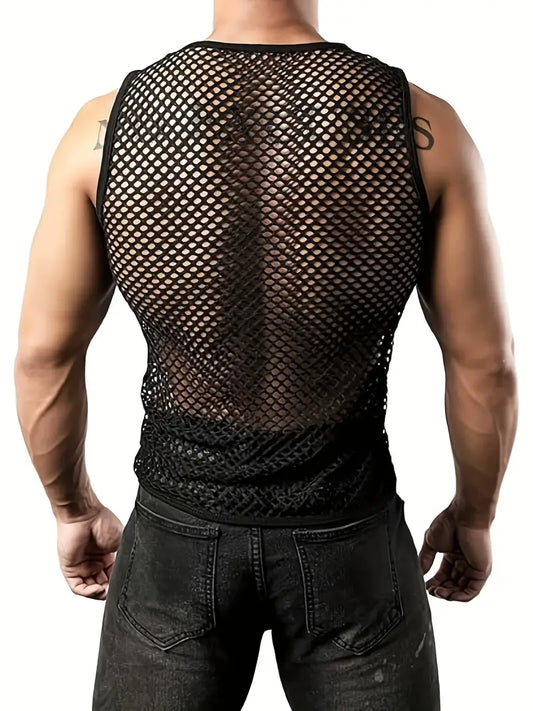 Bezrękawnik z prześwitującej siatki, 2 kolory, S-XXL