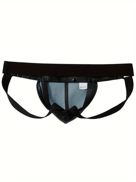 Jockstrapy ze sztucznej skóry w stylu BDSM z odpinaną kieszenią penisa, 7 kolorów, Jeden rozmiar