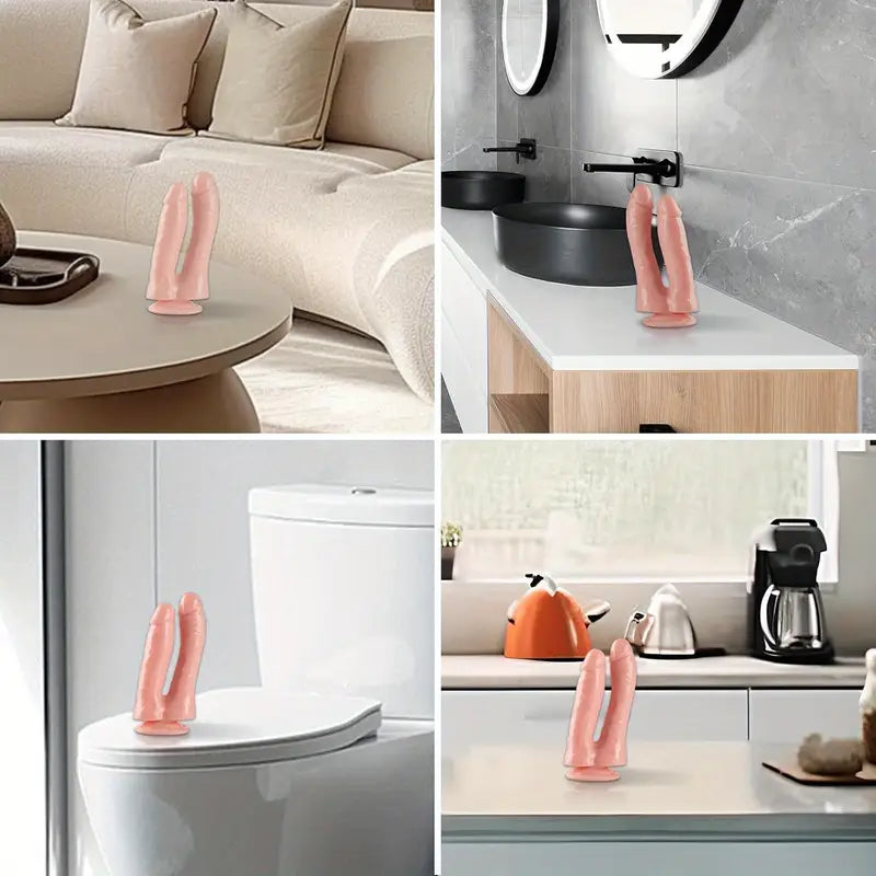 Podwójne dildo z przyssawką, 4 kolory