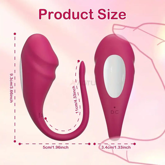 Zdalnie sterowane wibrujące Jajko sterowane przez aplikację, kształt penisa, 9 wibracji   <9,3cm>