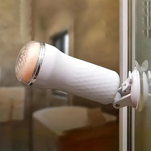 Ręczny masturbator z przyzssawką, tekstura pochwy 3D