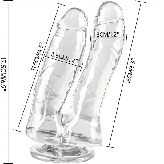 Podwójne dildo z przyssawką, 4 kolory